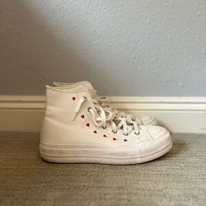Size 9.5 Wms Heart Converse Worn Twice and Good condition
